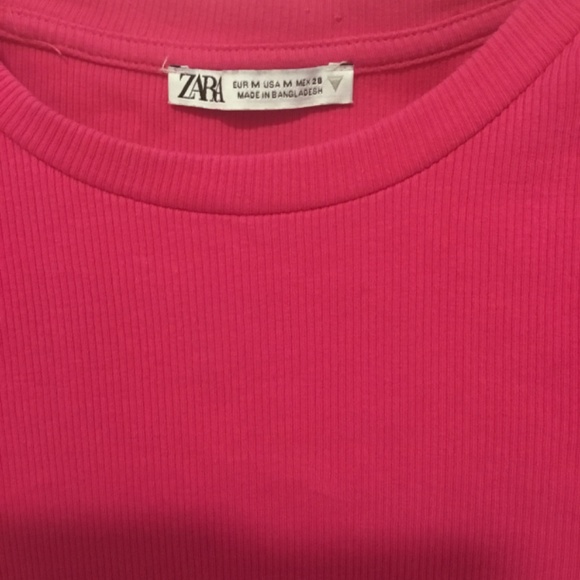 Zara women’s pink ruffled sleeve bodysuit, size medium, ribbed - Picture 6 of 7